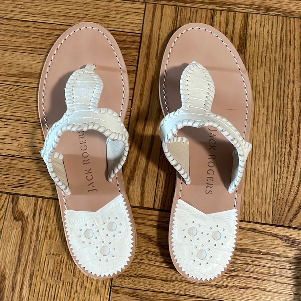 Jack Rogers White Slip On Thong Sandal size 8